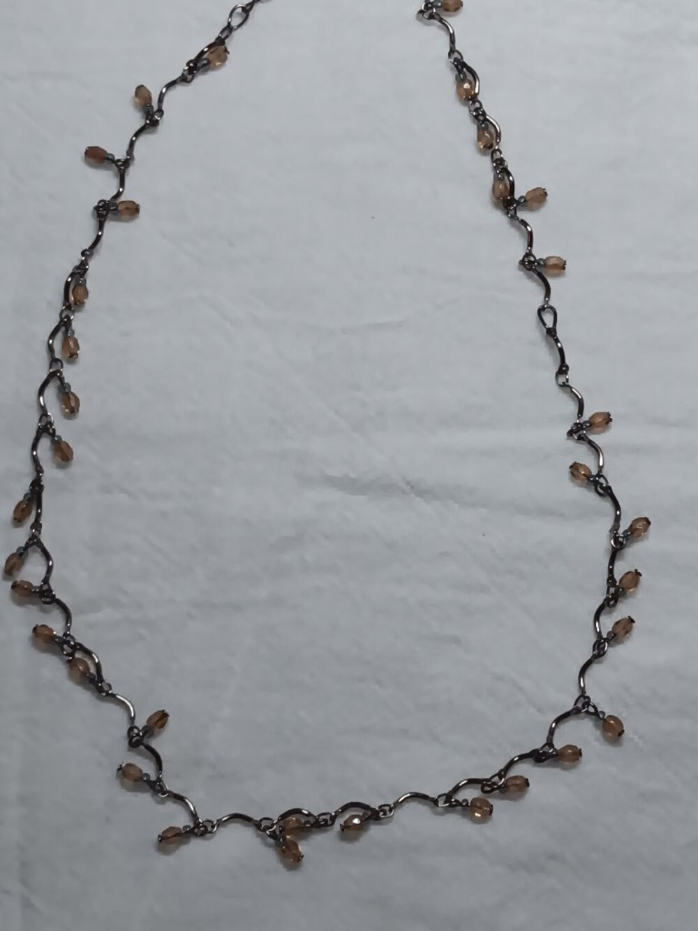 Express Gunmetal Vine Necklace – Amber Crystal Beaded Station Dainty Chain